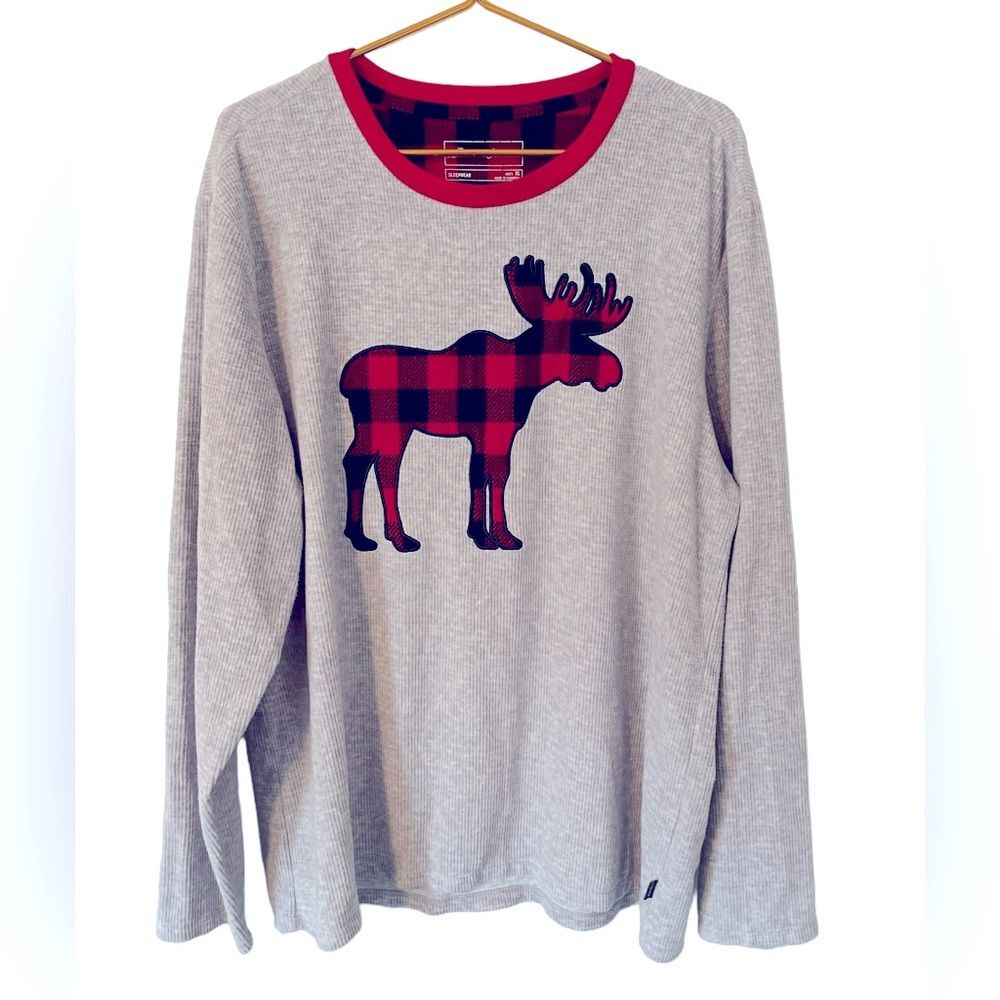 Eddie Bauer Men’s Sleep Shirt, Ultra Soft With Moose Design, Size‎ XL